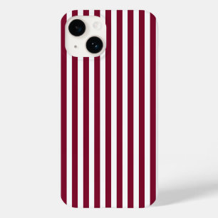 Coque Pour iPhone 14 Burgundy et blanc rayures de bonbons
