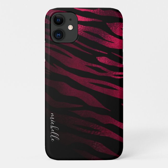 Coques Case-Mate iPhone Burgundy Tiger Stripes Personnalisé Monogramme (Dos)