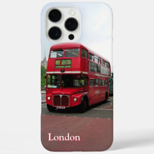 Coques iPhone 16 Pro Max Bus Londres à deux étages avec nom