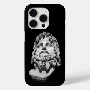 Coque iPhone 15 Pro Buste en marbre gréco-romain Classique Noir et Bla