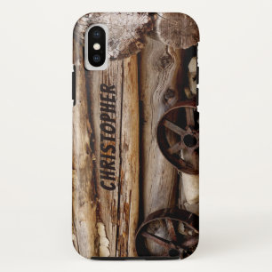 Coque iPhone X Cabine de journal et Wagon Wheels, Nom,