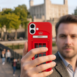 Coques iPhone 16 Cabine Téléphonique Rouge Personnalisée de Londres