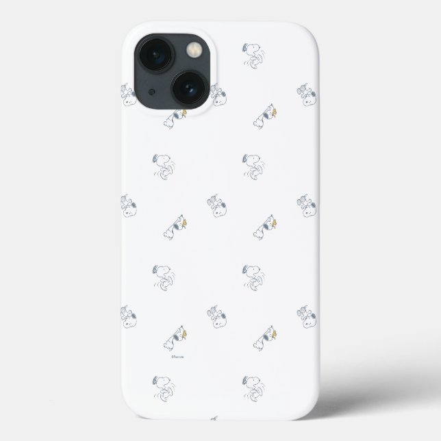 Coques Case-Mate iPhone cacahuètes | Snoopy & Woodstock Motif gris doux (Verso)