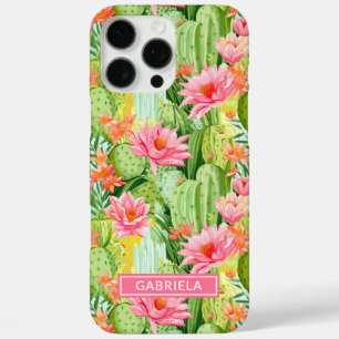Coques iPhone 16 Pro Max Cactus Aquarelle Fleuris Personnalisés