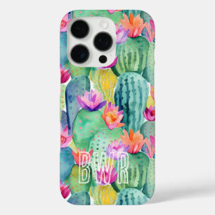 Coques iPhone 16 Pro Cactus Flower INITIALS Aquarelle Art Desert
