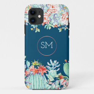 Case-Mate iPhone Case Cactus Monogramme Succulent Océan Blue Monogramme