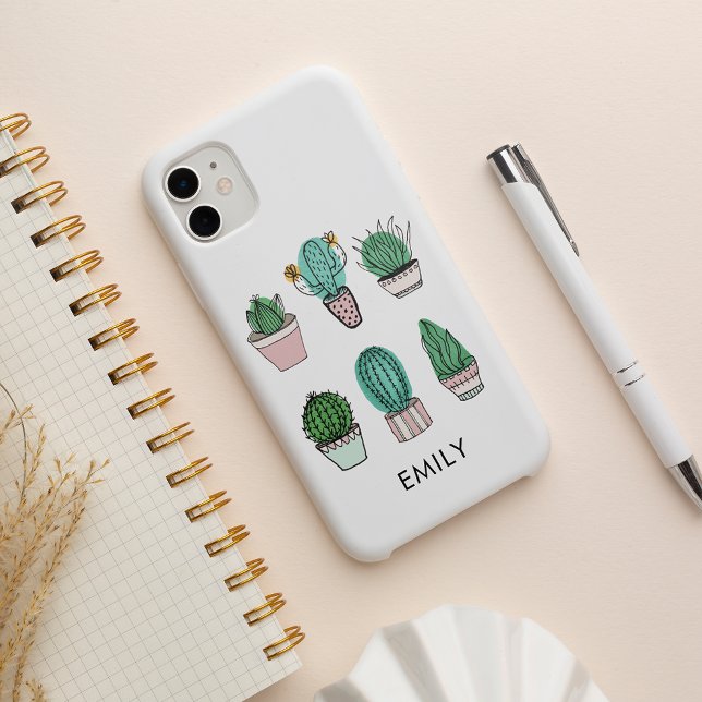 Coques Case-Mate iPhone Cactus succulents illustration nom personnalisé (Créateur téléchargé)