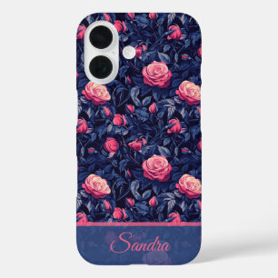 Coques iPhone 16 Cadeau Anniversaire Fleur Rose Nom Gras