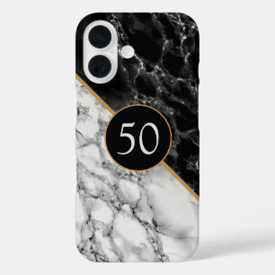 Coques iPhone 16 Cadeau d'anniversaire personnalisé Marbre noir bla
