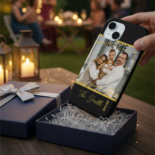 Coques iPhone 16 Pro Max Cadeau de famille personnalisé Luxe Noir & Or
