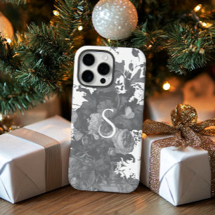 Coques iPhone 16 Pro Max Cadeau floral noir et blanc