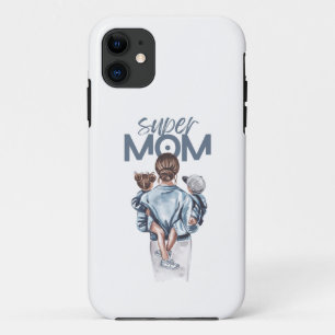 Case-Mate iPhone Case Cadeau personnalisé de Super Maman avec fils et fi