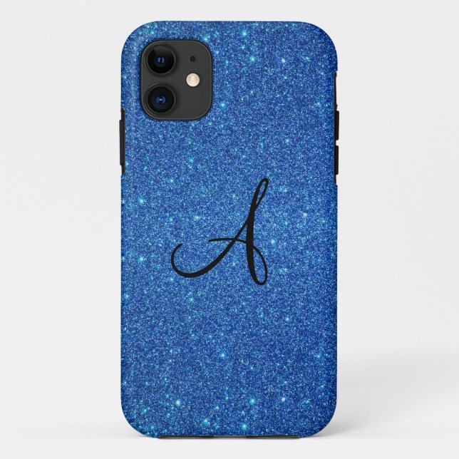 Coques Case-Mate iPhone Cadeaux bleus de monogramme de parties (Dos)