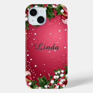 Coque Pour iPhone 15 Cadre de Noël décoratif avec verdure