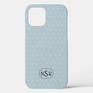 Case-Mate iPhone Case Cadre Monogram sur bleu pâle et point Polka