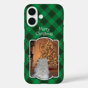 Coques iPhone 16 Cadre photo de Noël personnalisé Rouge et vert Pla