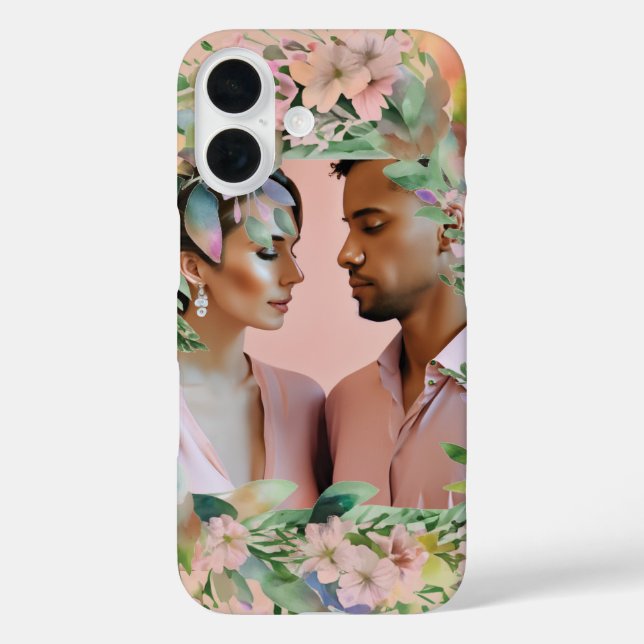 Coques Case-Mate iPhone Cadre photo Mariage Fleur sauvage Pastel Fiançaill (Verso)