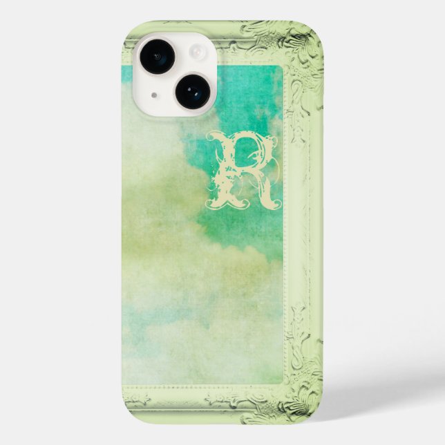 Coques Case-Mate iPhone Cadre victorien ciel nuage crème turquoise look (Verso)
