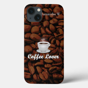iPhone 13 Case Café Lover, White Cup/haricots Brown