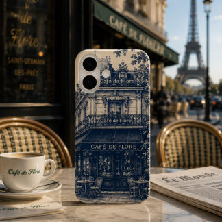Coques iPhone 16 Café Parisien Bleu Blanc 