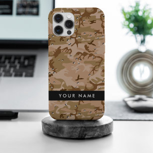 Coque iPhone 15 Pro Max Cailloux du Camouflage du désert, Votre nom, Perso