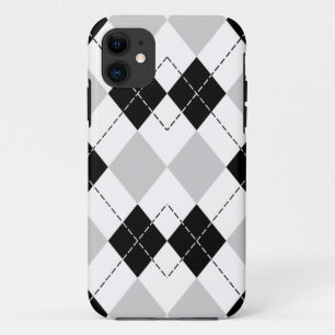 Coques Pour iPhone Caisse à motifs de losanges blanche et grise noir