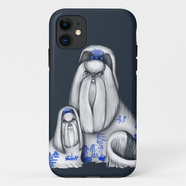 Coques Case-Mate iPhone Caisse bleue de l'iPhone 5 de Shih Tzus de saule (Dos)