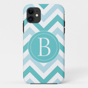 Coque iPhone 11 Caisse bleue de téléphone de Chevron des oeufs d