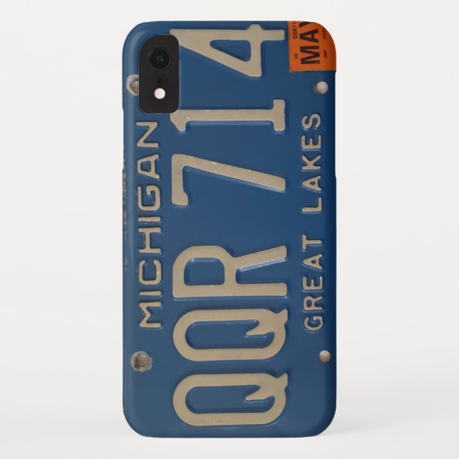 Coques Case-Mate iPhone Caisse bleue de téléphone de plaque minéralogique (Dos)