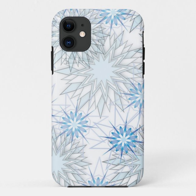 Coques Case-Mate iPhone Caisse bleue et blanche de flocon de neige (Dos)