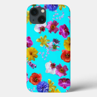 Coques Pour iPhone Caisse bleue florale