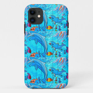 Case-Mate iPhone Case caisse bleue riante de dauphins