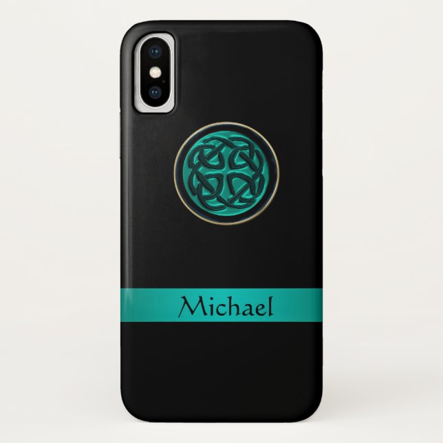 Coques Case-Mate iPhone Caisse celtique verte turquoise de l'iPhone X de (Dos)