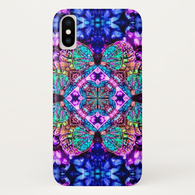 Coques Case-Mate iPhone Caisse magique de mandala d'aquarelle de papillon (Dos)