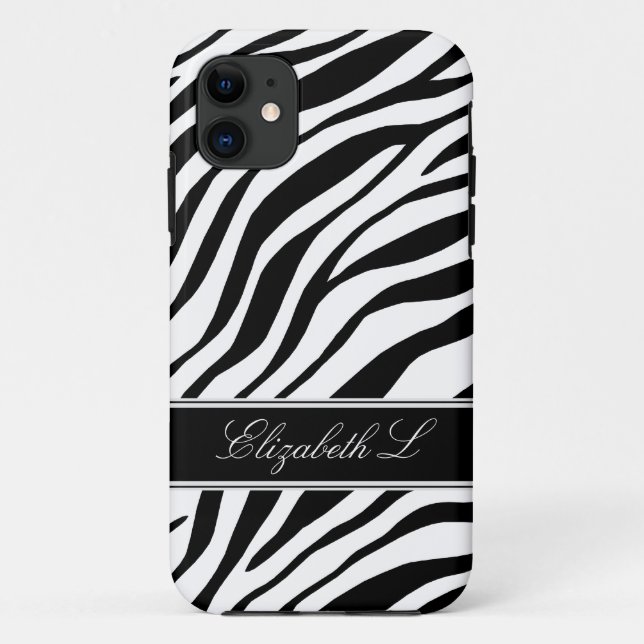 Coques Case-Mate iPhone Caisse noire et blanche d'impression de zèbre de (Dos)