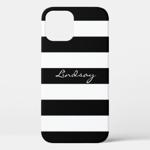 Etui iPhone Case-Mate Caisse rayée noire et blanche personnalisée de