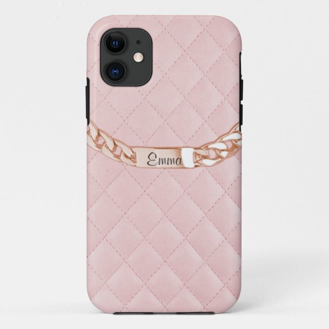 Coques Case-Mate iPhone Caisse rose de téléphone d'identification d'or (Dos)