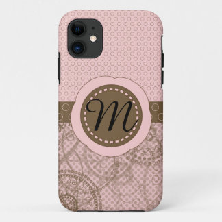 Case-Mate iPhone Case Caisse rose et Brown de monogramme de point de