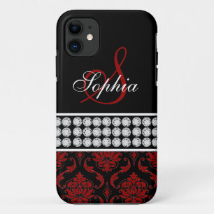 Case-Mate iPhone Case Caisse rouge noire nommée de l'iPhone 5 de damassé