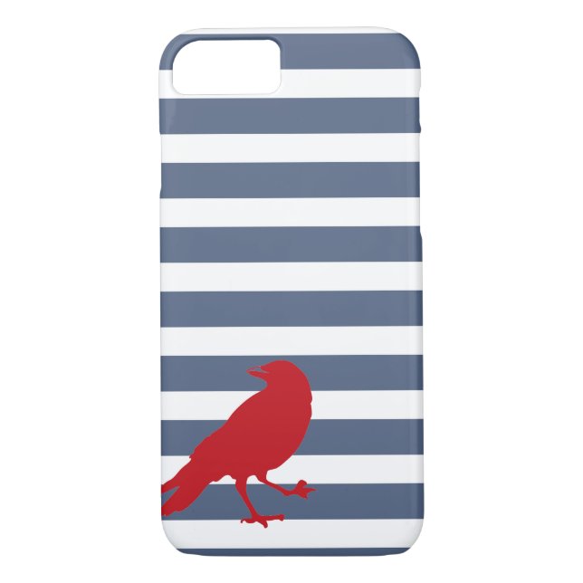 Coques Case-Mate iPhone Caisse rouge rayée de bleu marine et blanche (Dos)