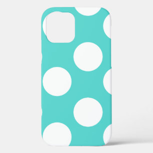 Coques Pour iPhone Caisse turquoise et blanche de téléphone de point