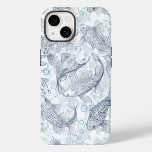 Coque Pour iPhone 14 Calage Motif de poissons 02.Bleu foncé.b Non BG