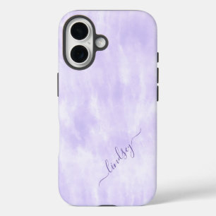 Coques iPhone 16 Calligraphie de teinture pourpre Nom personnalisé
