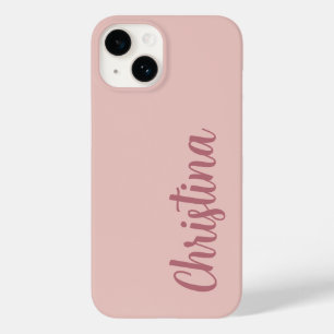 Coque Pour iPhone 14 Calligraphie Élégant Rose Or Plaine Nom simple