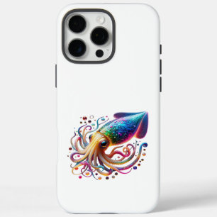 Coques iPhone 16 Pro Max Calmar Néon Vibrant – Créature Colorée des Profond