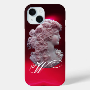 COQUE POUR iPhone 15 CAMEO ANTIQUE, DAME AUX RAISONS ET AUX GRAPEVINES