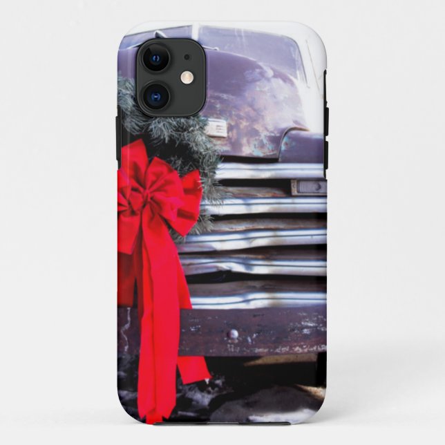 Coques Case-Mate iPhone Camion antique avec couronne de Noël festive (Dos)