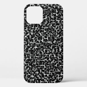 Coque iPhone 12 Camion numérique noir blanc Motif jaune