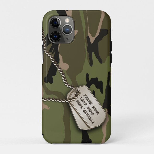 Coques Case-Mate iPhone Camion vert militaire avec étiquette de chien (Dos)