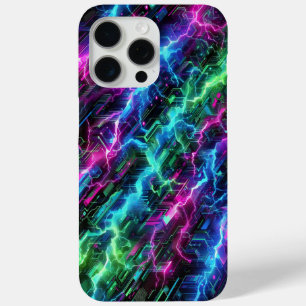 Coque iPhone 15 Pro Max Camo électrique, design futuriste, camouflage néon